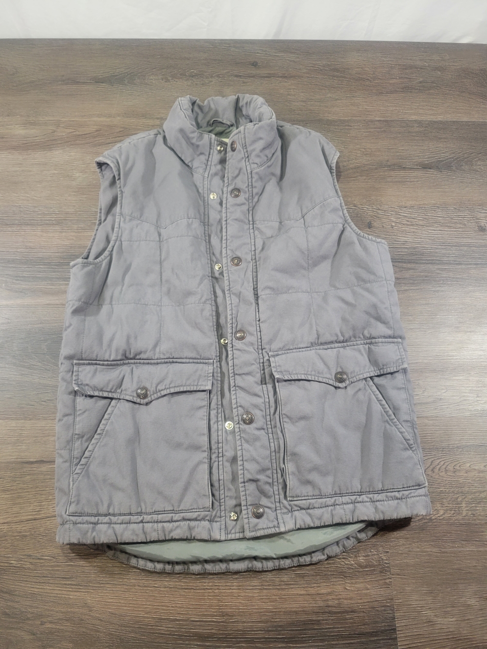 Levi's Men's Gray Quilted Lined Button Front Vest w/ Pockets Stand-Up Size M